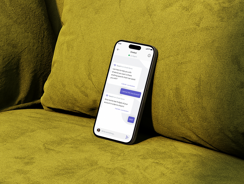 Credit Genie — live agent chat confirming account identity
